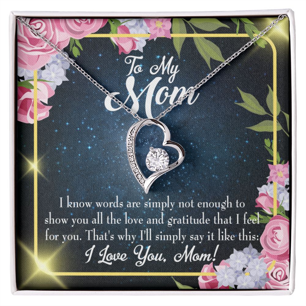 To Mom Words Not Enough Forever Necklace w Message Card-Express Your Love Gifts