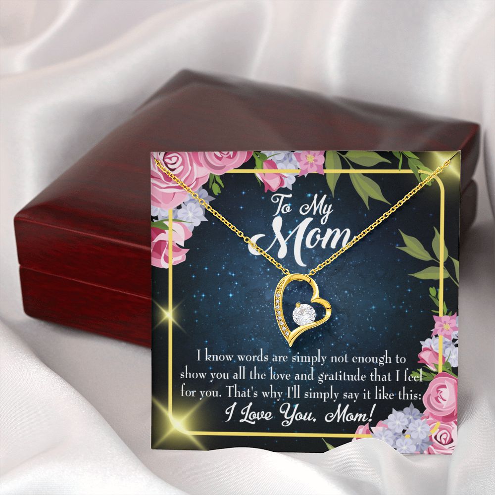 To Mom Words Not Enough Forever Necklace w Message Card-Express Your Love Gifts
