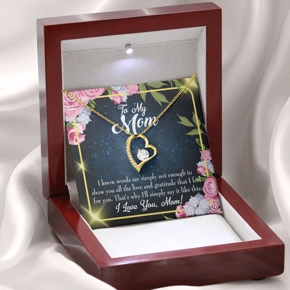 To Mom Words Not Enough Forever Necklace w Message Card-Express Your Love Gifts