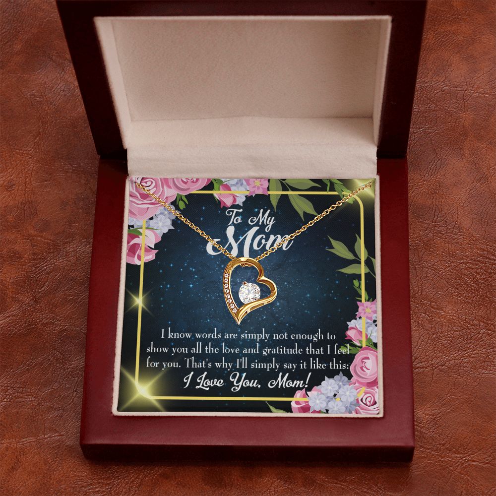 To Mom Words Not Enough Forever Necklace w Message Card-Express Your Love Gifts