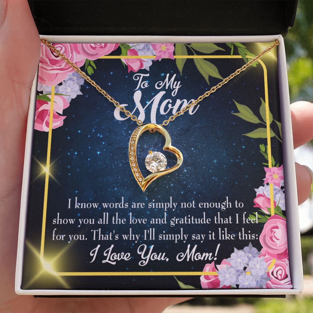 To Mom Words Not Enough Forever Necklace w Message Card-Express Your Love Gifts