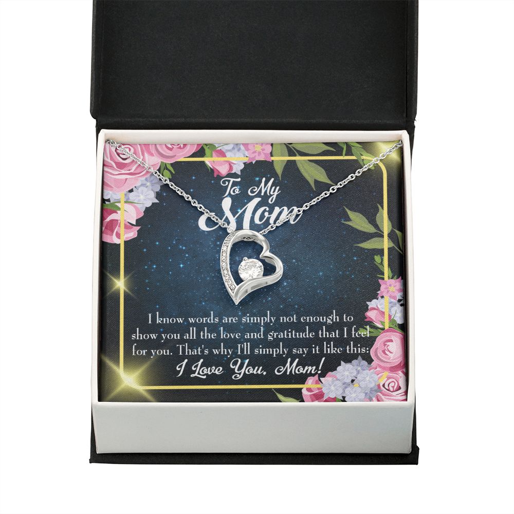To Mom Words Not Enough Forever Necklace w Message Card-Express Your Love Gifts