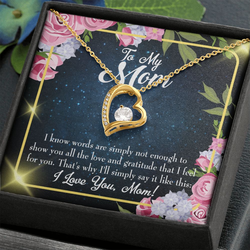 To Mom Words Not Enough Forever Necklace w Message Card-Express Your Love Gifts