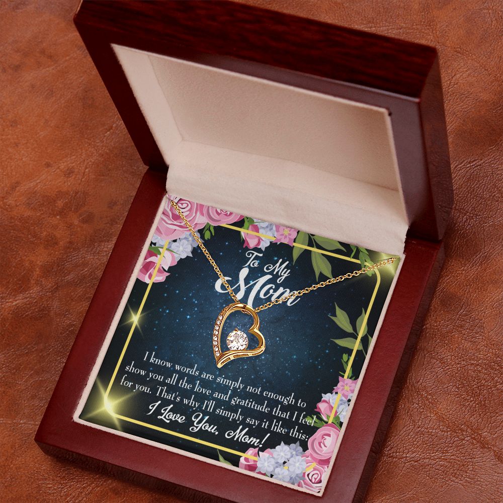 To Mom Words Not Enough Forever Necklace w Message Card-Express Your Love Gifts