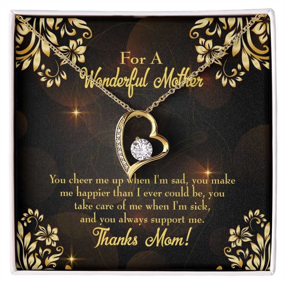 To Mom You Cheer Me Forever Necklace w Message Card-Express Your Love Gifts