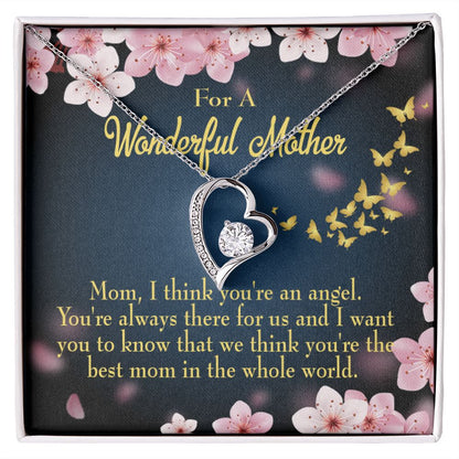 To Mom You're an Angel Forever Necklace w Message Card-Express Your Love Gifts