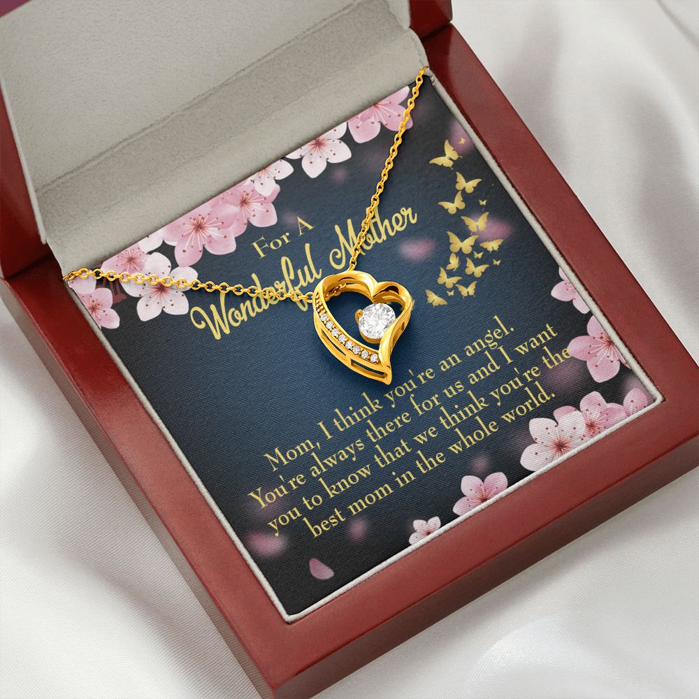 To Mom You're an Angel Forever Necklace w Message Card-Express Your Love Gifts