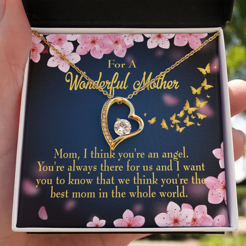 To Mom You're an Angel Forever Necklace w Message Card-Express Your Love Gifts