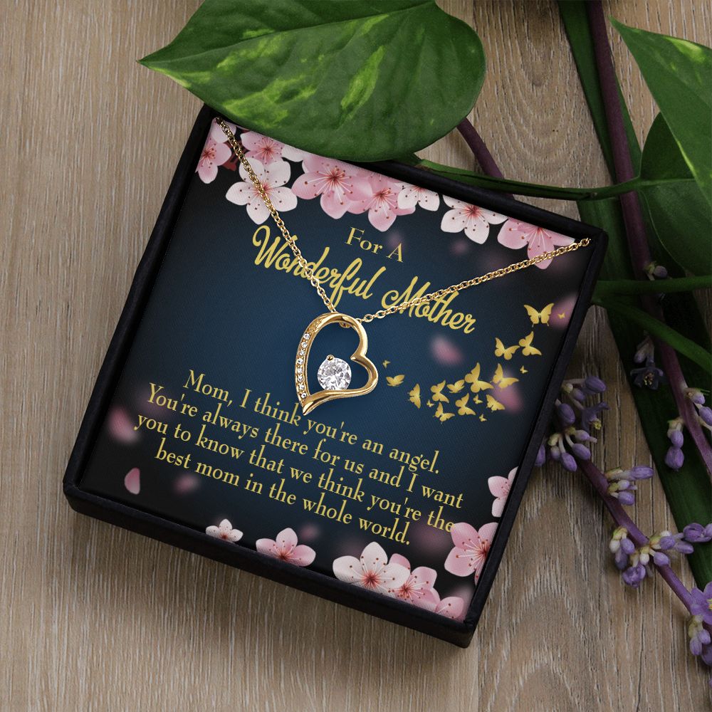 To Mom You're an Angel Forever Necklace w Message Card-Express Your Love Gifts