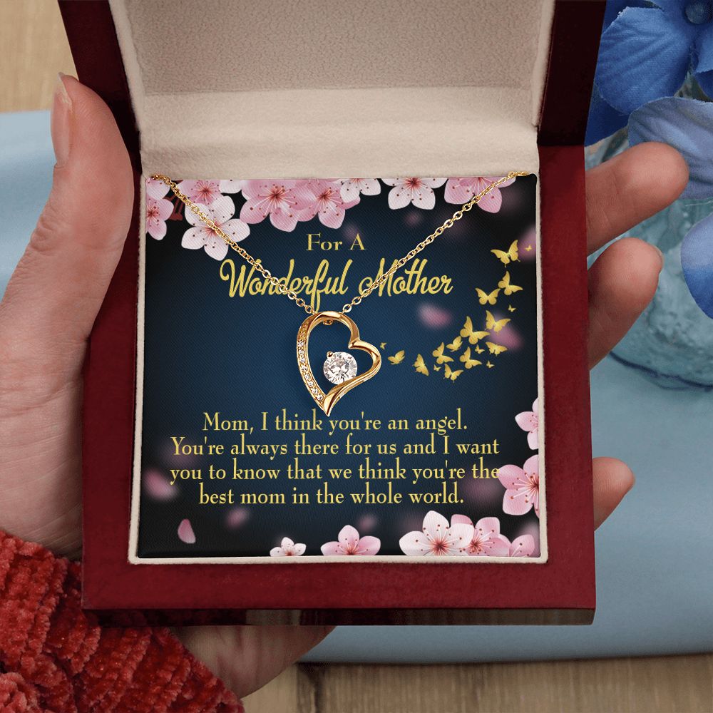 To Mom You're an Angel Forever Necklace w Message Card-Express Your Love Gifts