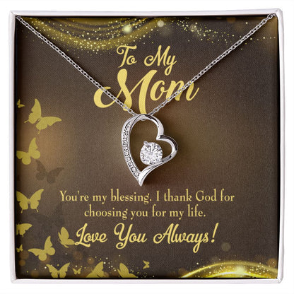 To Mom You're My Blessing Forever Necklace w Message Card-Express Your Love Gifts