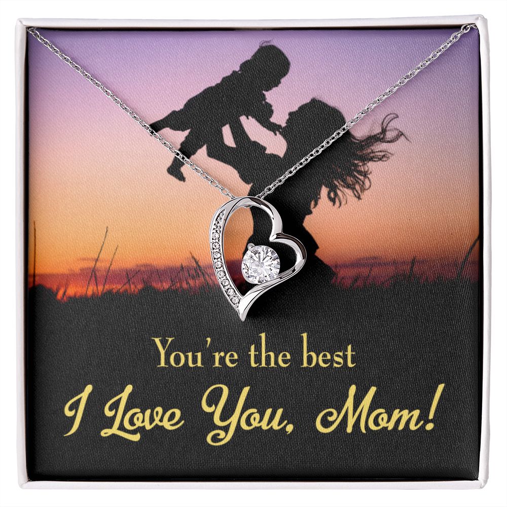 To Mom You're the Best Forever Necklace w Message Card-Express Your Love Gifts