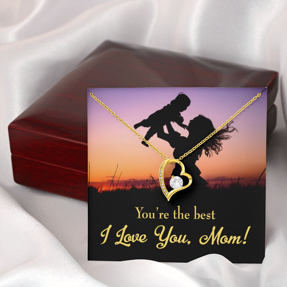 To Mom You're the Best Forever Necklace w Message Card-Express Your Love Gifts