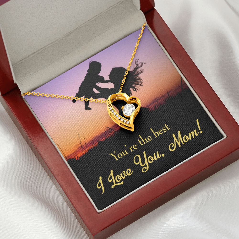 To Mom You're the Best Forever Necklace w Message Card-Express Your Love Gifts