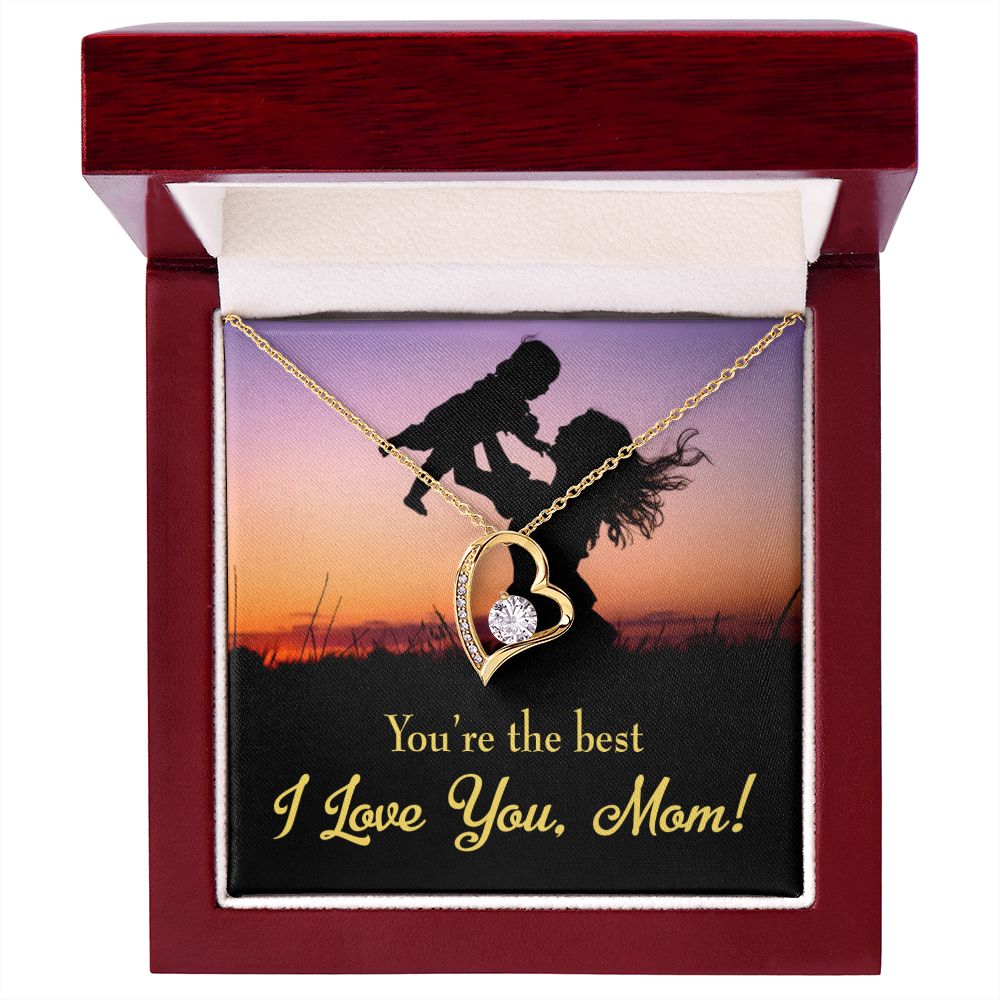 To Mom You're the Best Forever Necklace w Message Card-Express Your Love Gifts