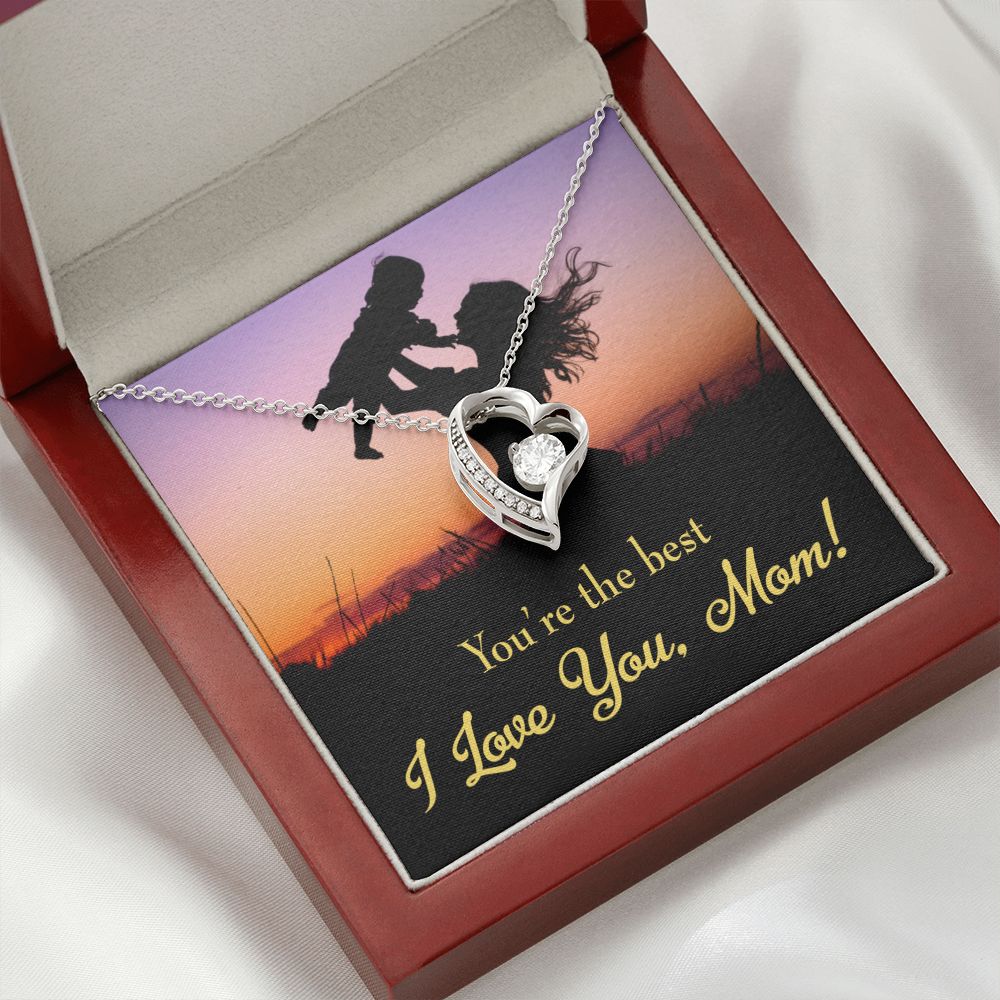 To Mom You're the Best Forever Necklace w Message Card-Express Your Love Gifts