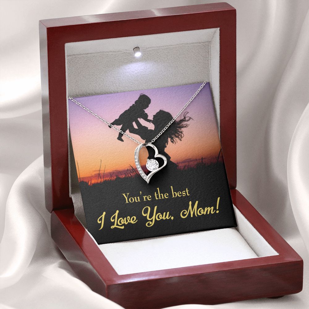 To Mom You're the Best Forever Necklace w Message Card-Express Your Love Gifts