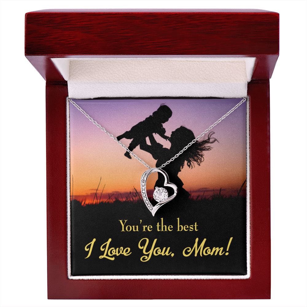 To Mom You're the Best Forever Necklace w Message Card-Express Your Love Gifts