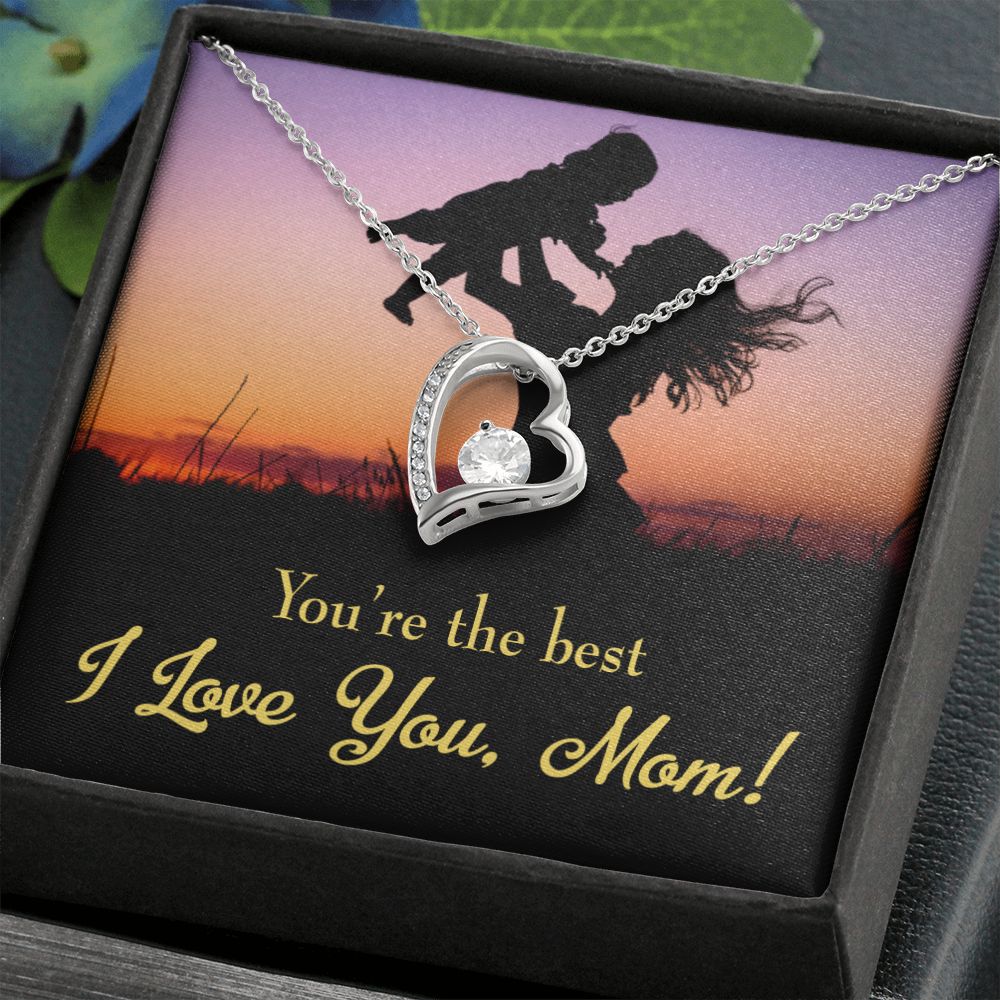 To Mom You're the Best Forever Necklace w Message Card-Express Your Love Gifts