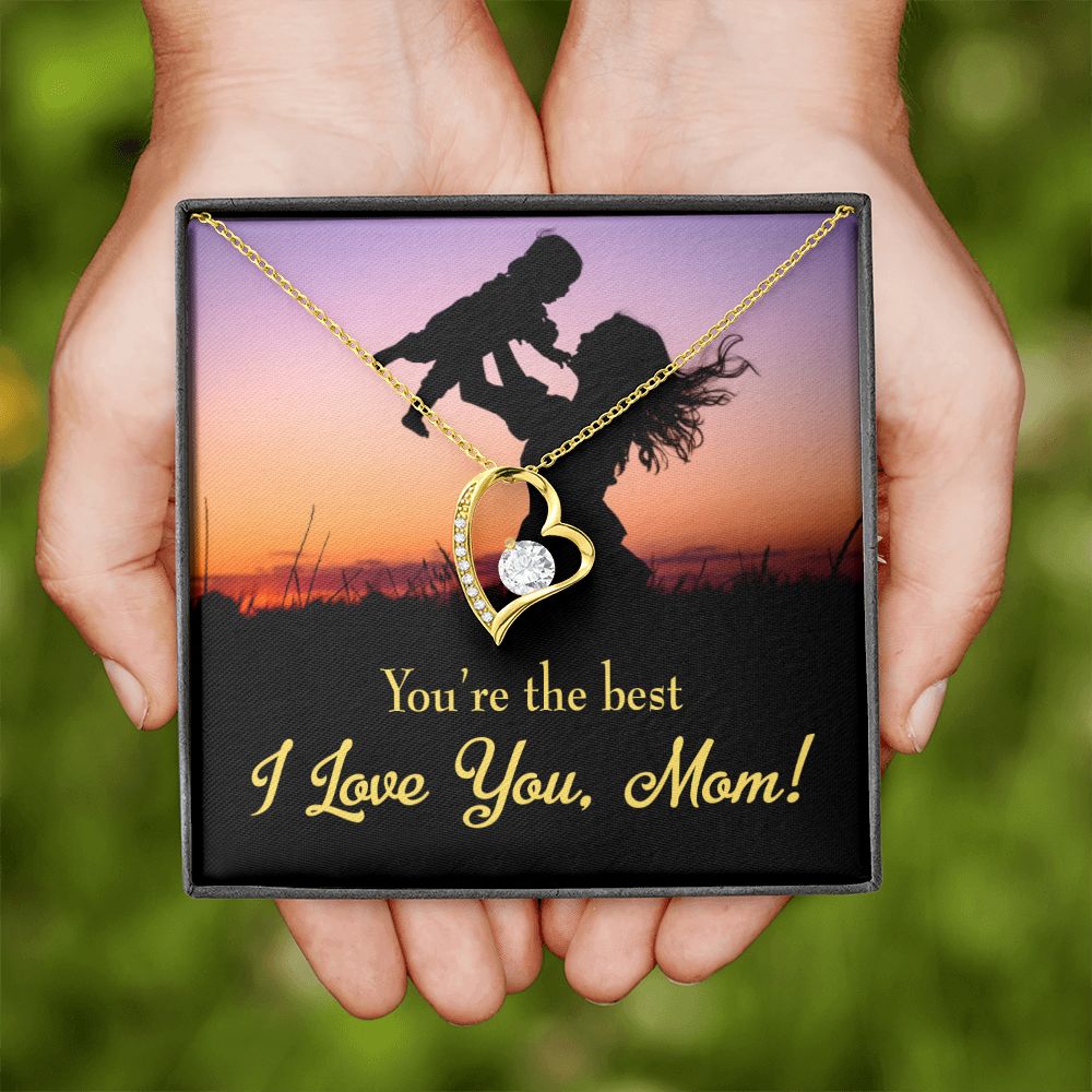 To Mom You're the Best Forever Necklace w Message Card-Express Your Love Gifts
