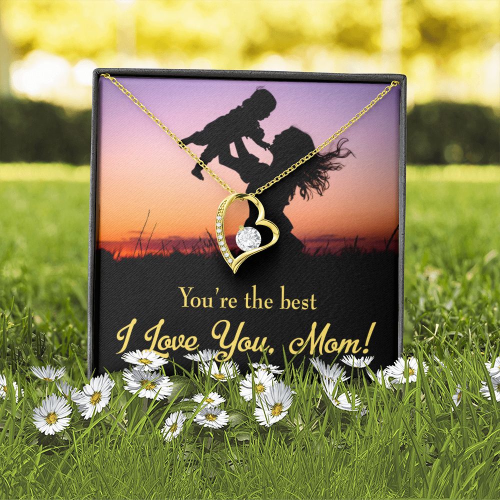To Mom You're the Best Forever Necklace w Message Card-Express Your Love Gifts