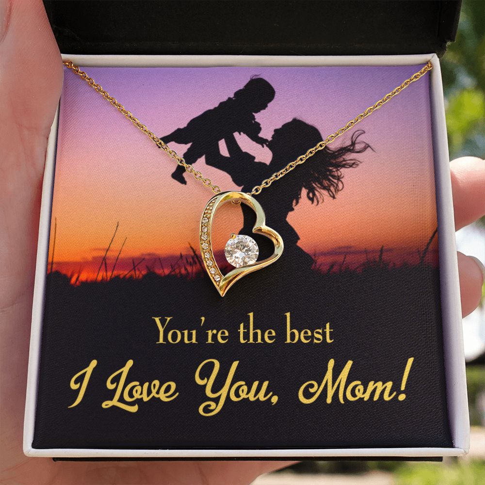To Mom You're the Best Forever Necklace w Message Card-Express Your Love Gifts