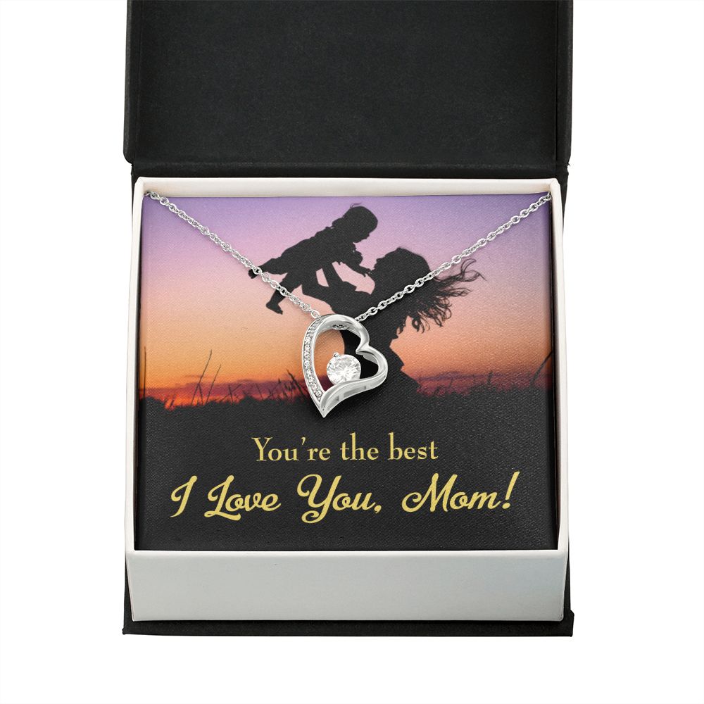To Mom You're the Best Forever Necklace w Message Card-Express Your Love Gifts