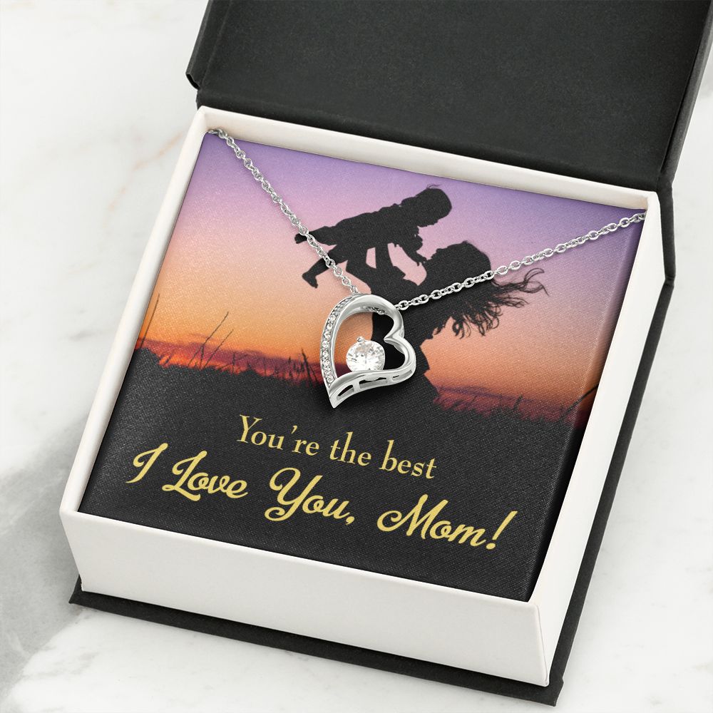 To Mom You're the Best Forever Necklace w Message Card-Express Your Love Gifts