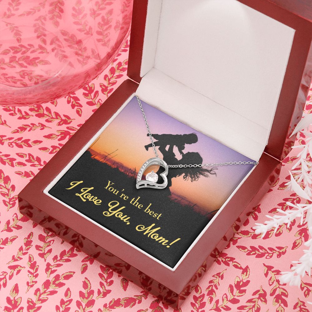 To Mom You're the Best Forever Necklace w Message Card-Express Your Love Gifts