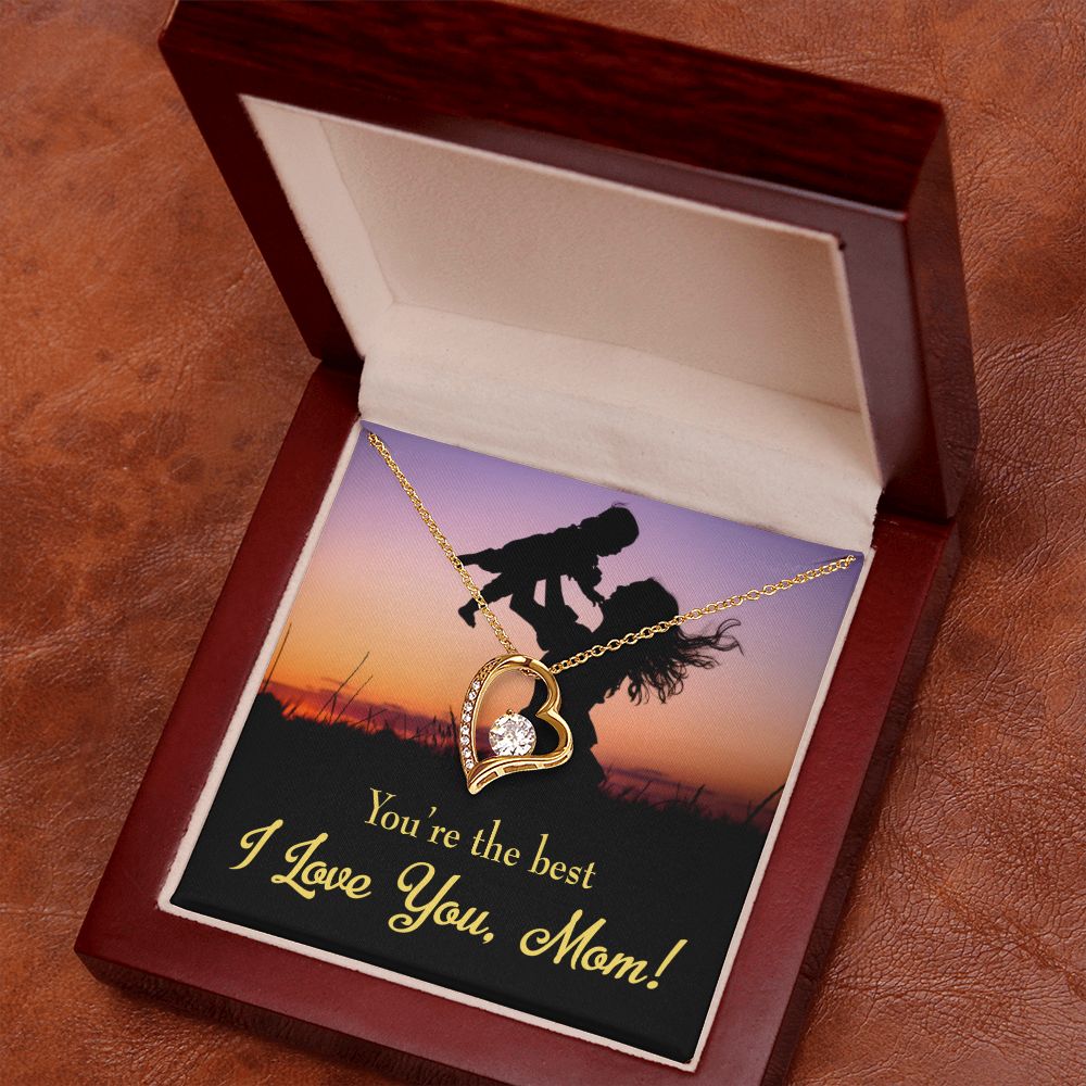To Mom You're the Best Forever Necklace w Message Card-Express Your Love Gifts
