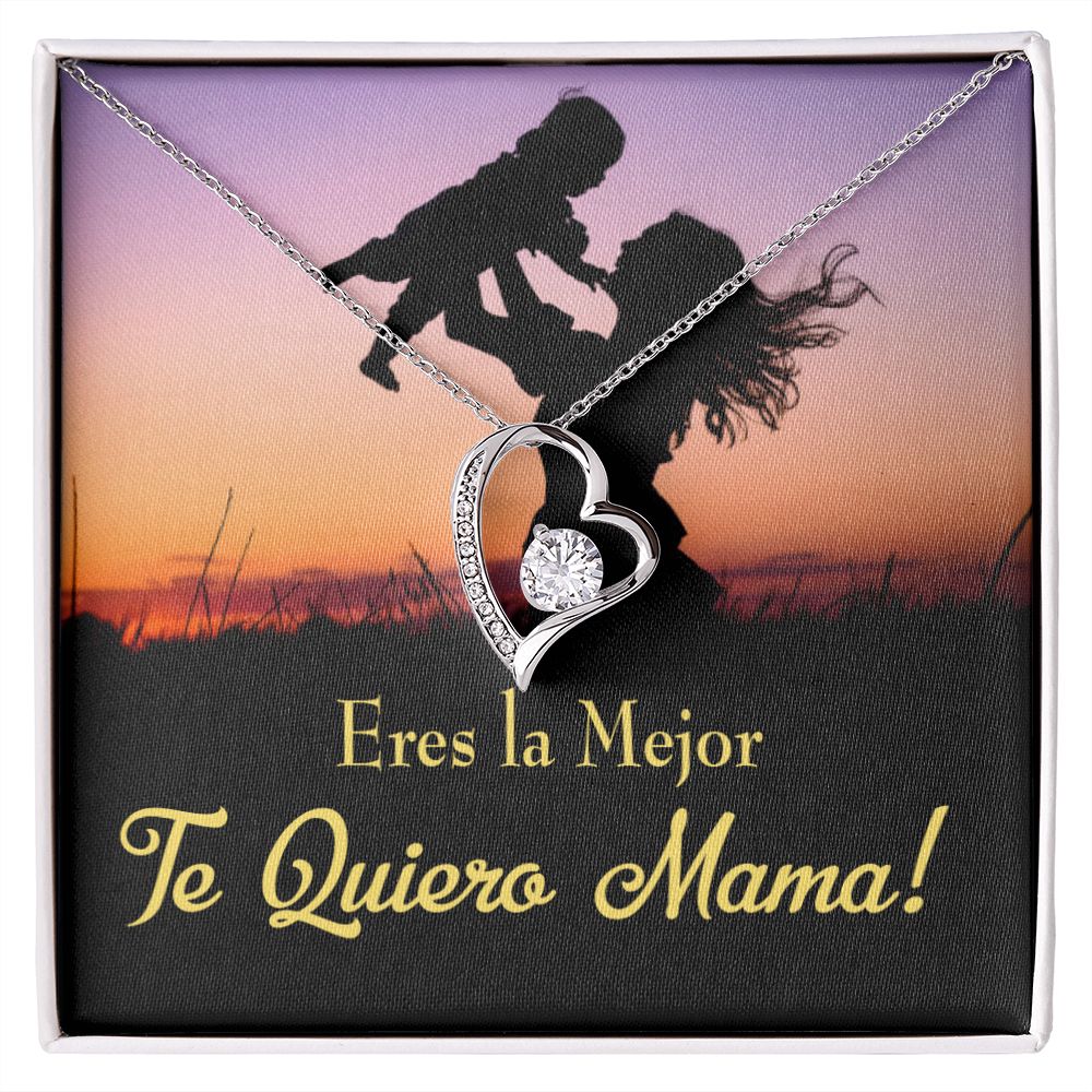 To Mom You're the Best Spanish Forever Necklace w Message Card-Express Your Love Gifts