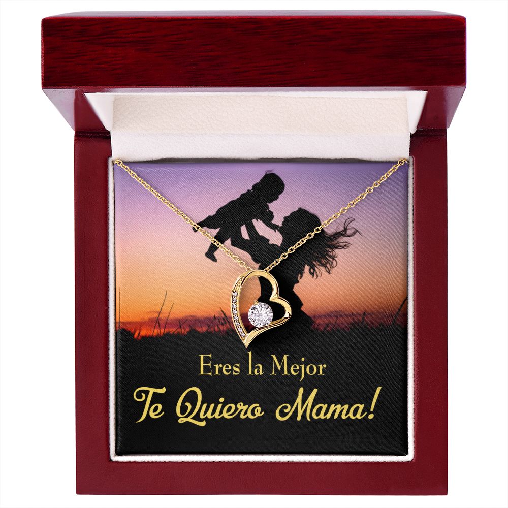 To Mom You're the Best Spanish Forever Necklace w Message Card-Express Your Love Gifts