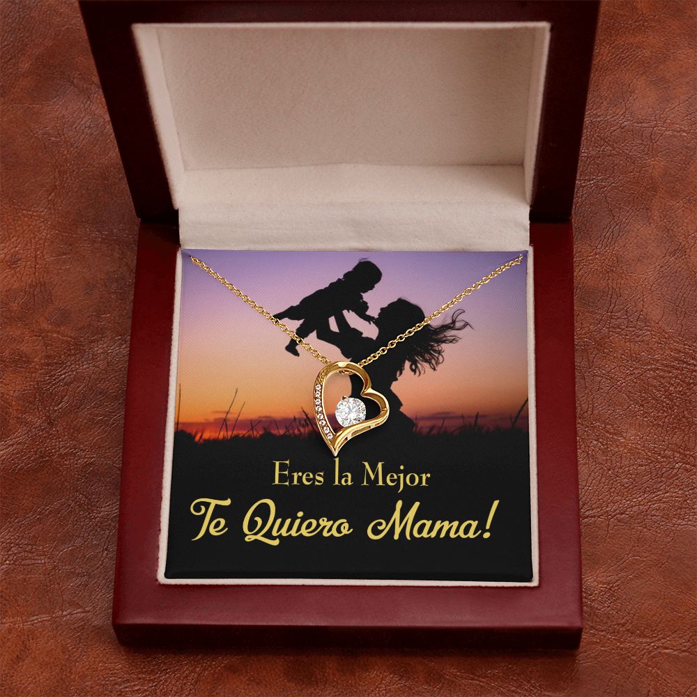 To Mom You're the Best Spanish Forever Necklace w Message Card-Express Your Love Gifts