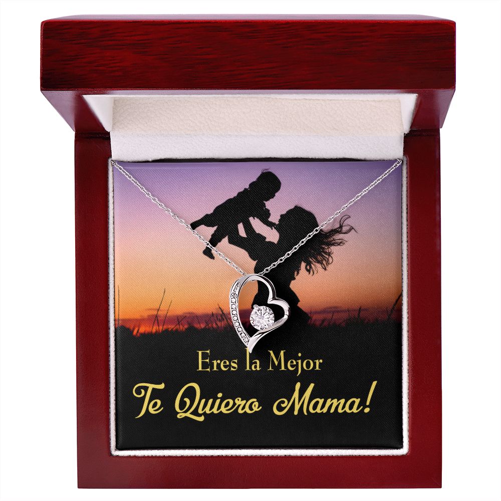 To Mom You're the Best Spanish Forever Necklace w Message Card-Express Your Love Gifts