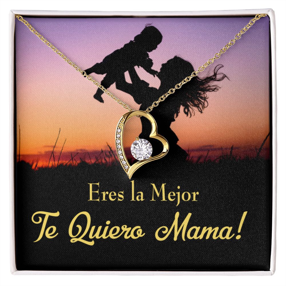 To Mom You're the Best Spanish Forever Necklace w Message Card-Express Your Love Gifts