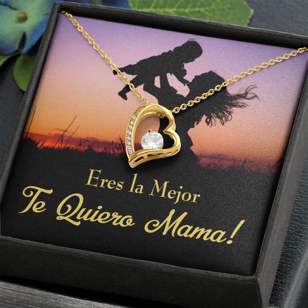 To Mom You're the Best Spanish Forever Necklace w Message Card-Express Your Love Gifts