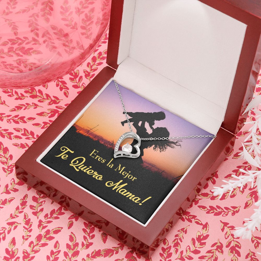 To Mom You're the Best Spanish Forever Necklace w Message Card-Express Your Love Gifts