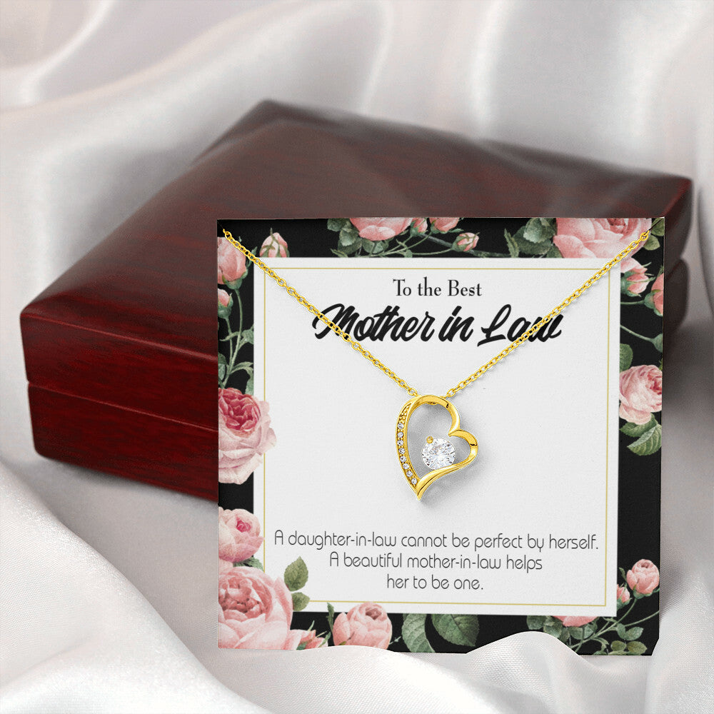 To Mother-in-Law Cannot Be Perfect Forever Necklace w Message Card-Express Your Love Gifts