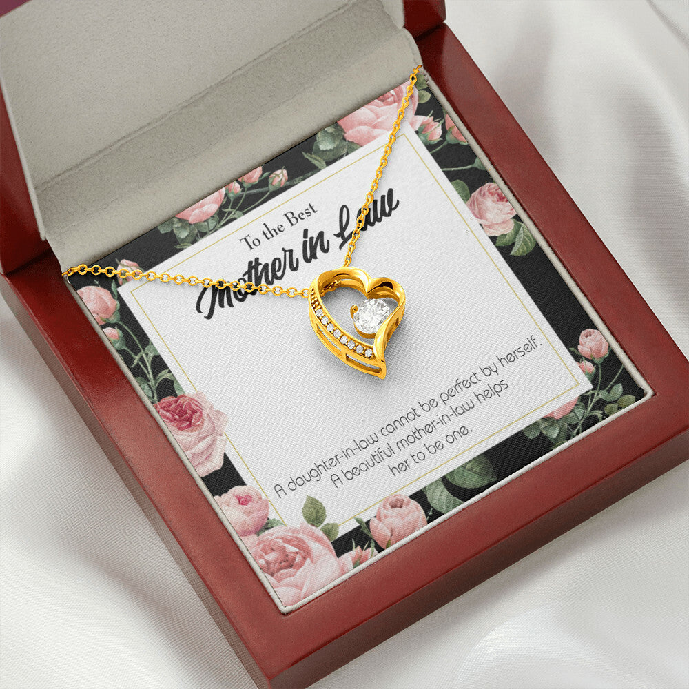 To Mother-in-Law Cannot Be Perfect Forever Necklace w Message Card-Express Your Love Gifts