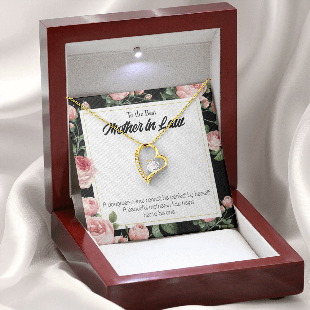 To Mother-in-Law Cannot Be Perfect Forever Necklace w Message Card-Express Your Love Gifts