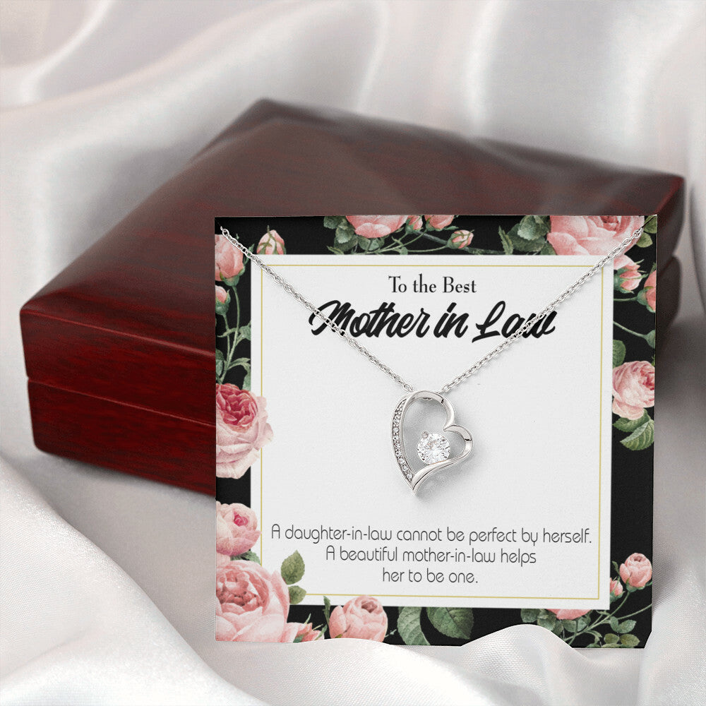 To Mother-in-Law Cannot Be Perfect Forever Necklace w Message Card-Express Your Love Gifts