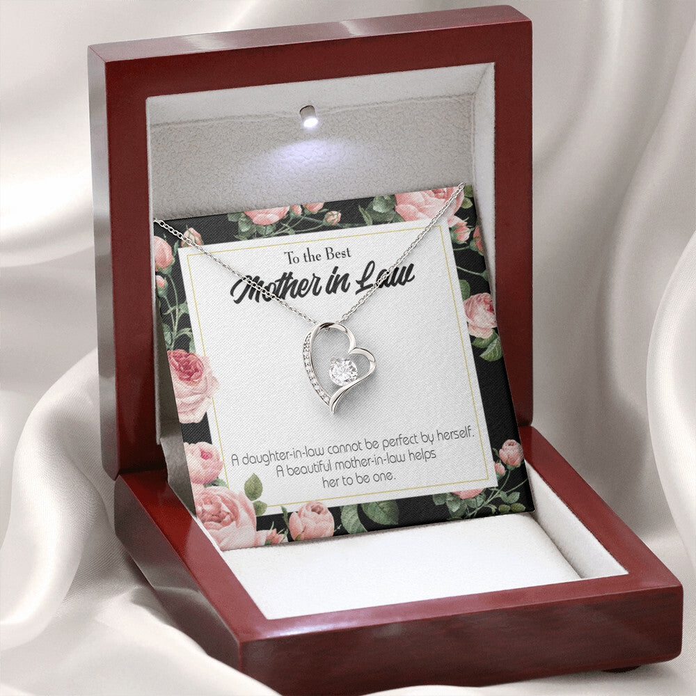To Mother-in-Law Cannot Be Perfect Forever Necklace w Message Card-Express Your Love Gifts