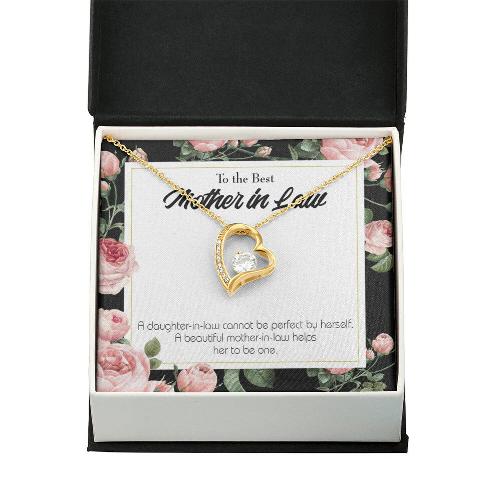 To Mother-in-Law Cannot Be Perfect Forever Necklace w Message Card-Express Your Love Gifts