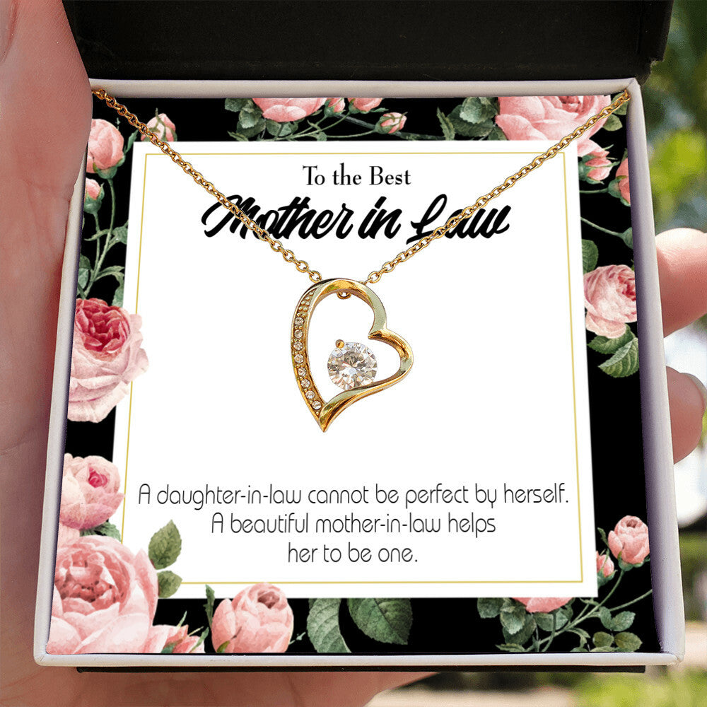 To Mother-in-Law Cannot Be Perfect Forever Necklace w Message Card-Express Your Love Gifts