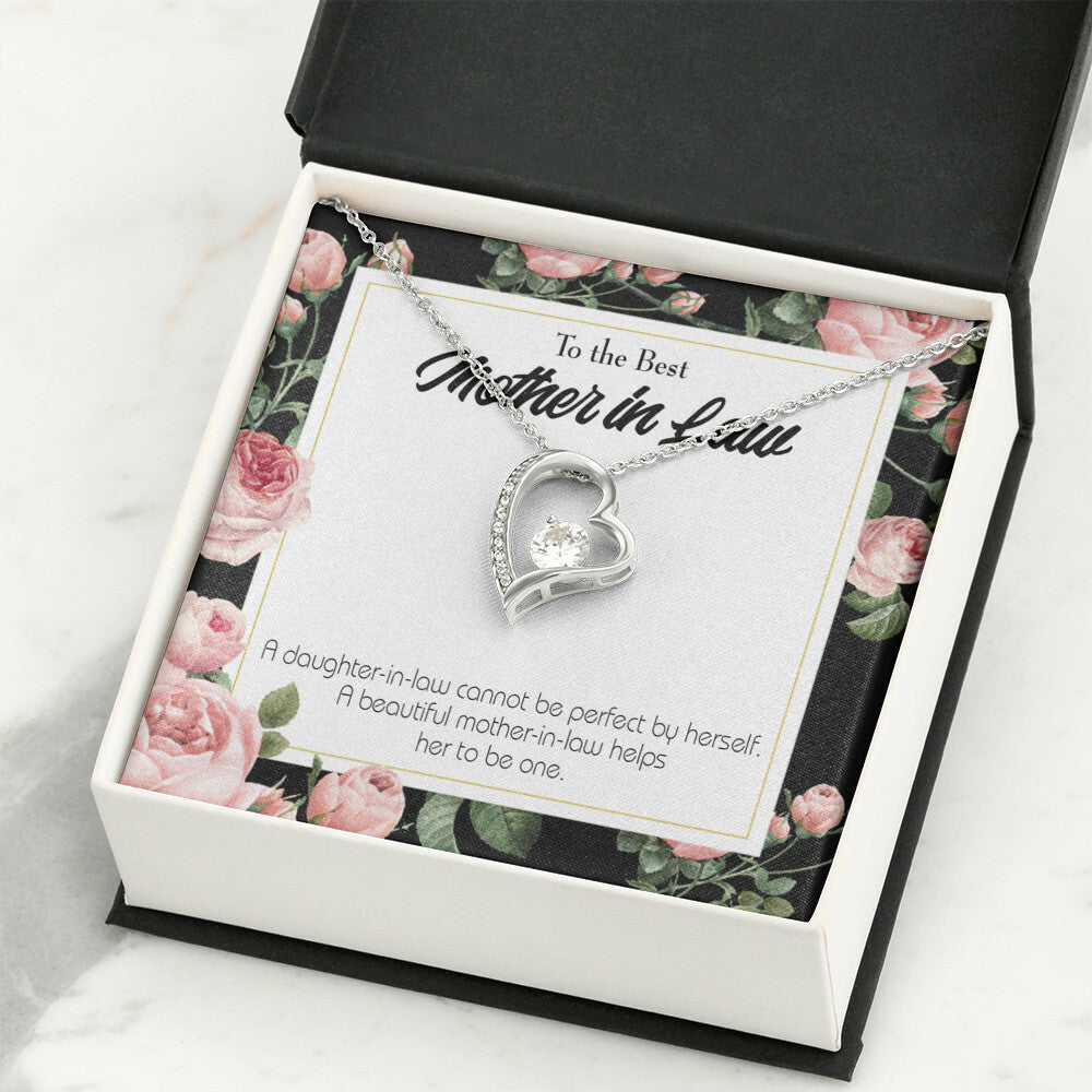 To Mother-in-Law Cannot Be Perfect Forever Necklace w Message Card-Express Your Love Gifts