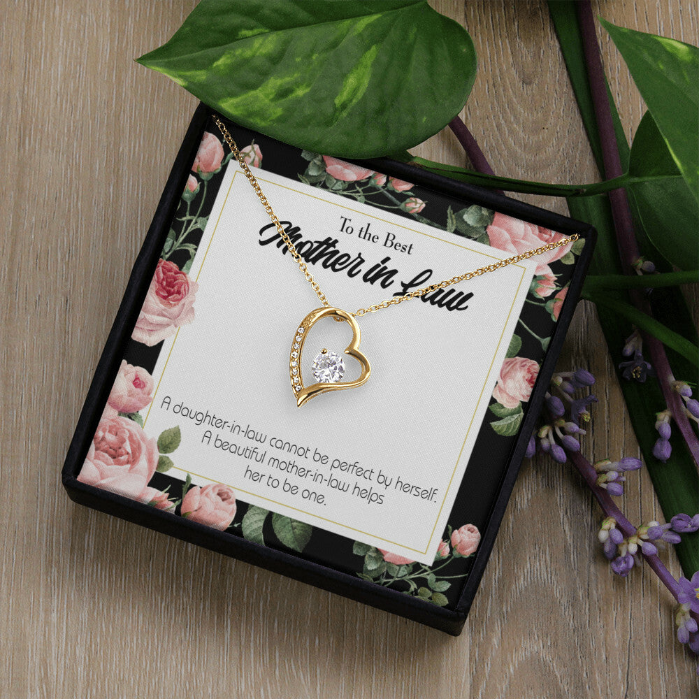 To Mother-in-Law Cannot Be Perfect Forever Necklace w Message Card-Express Your Love Gifts