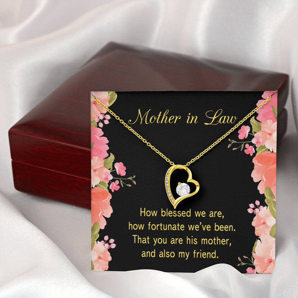 To Mother-in-Law How Fortunate Forever Necklace w Message Card-Express Your Love Gifts