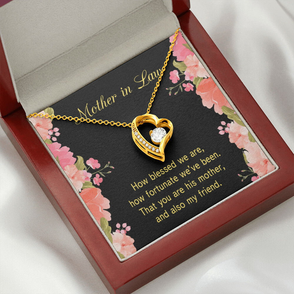 To Mother-in-Law How Fortunate Forever Necklace w Message Card-Express Your Love Gifts