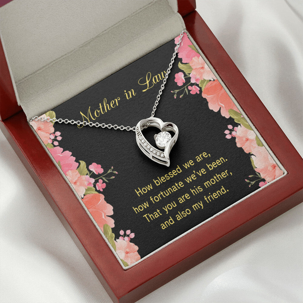 To Mother-in-Law How Fortunate Forever Necklace w Message Card-Express Your Love Gifts