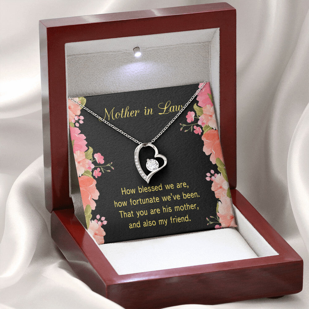 To Mother-in-Law How Fortunate Forever Necklace w Message Card-Express Your Love Gifts